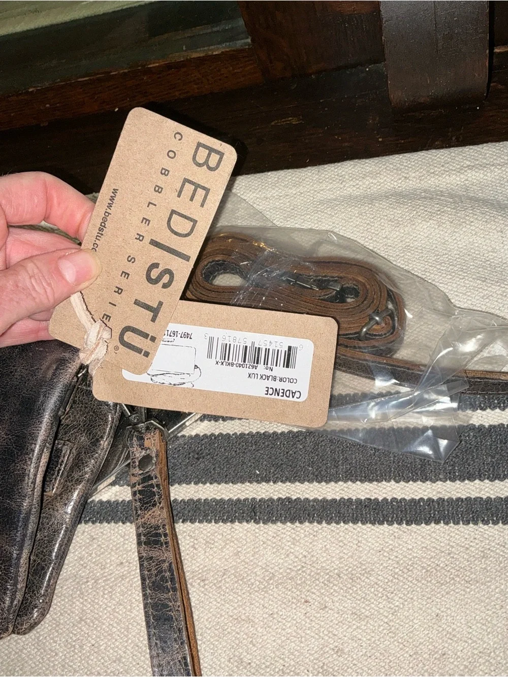 NWT Bed Stu Leather Cadence Wallet Wristlet Crossbody Bag Black Lux MSRP $179
